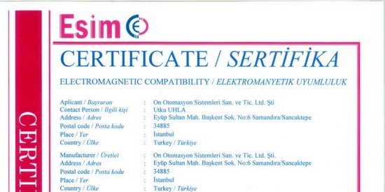 Esim Certificate On Otomasyon Sertifika